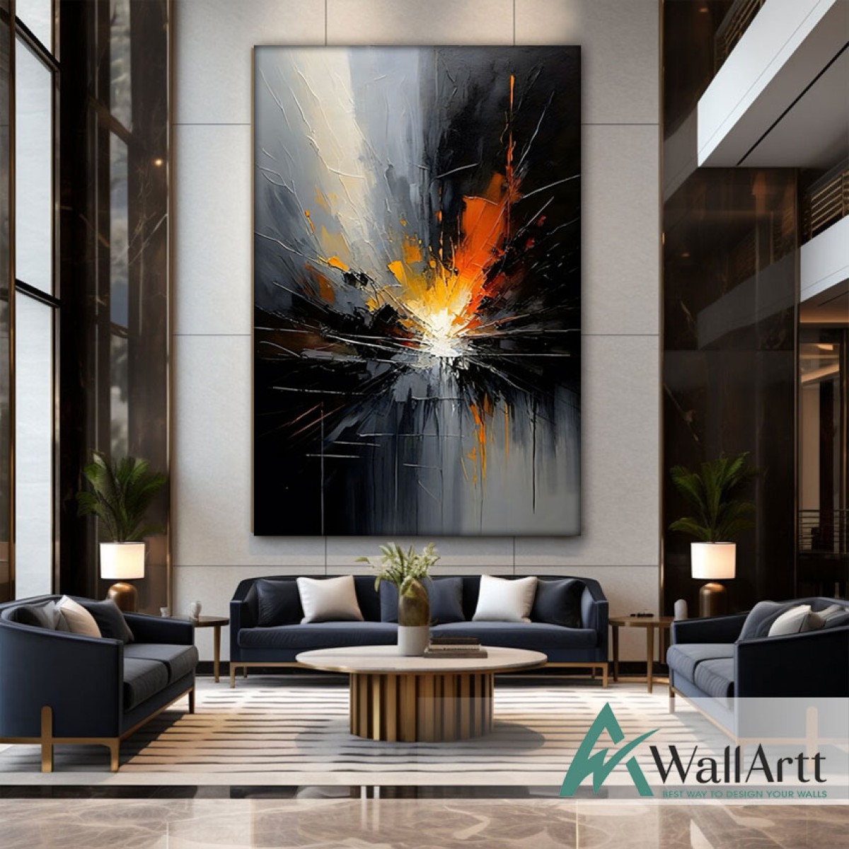 Abstract Explosion 3d Heavy Textured Partial Oil Painting - Wall Art